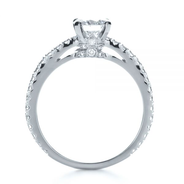  Platinum Custom Shared Prong Diamond Engagement Ring - Front View -  1160