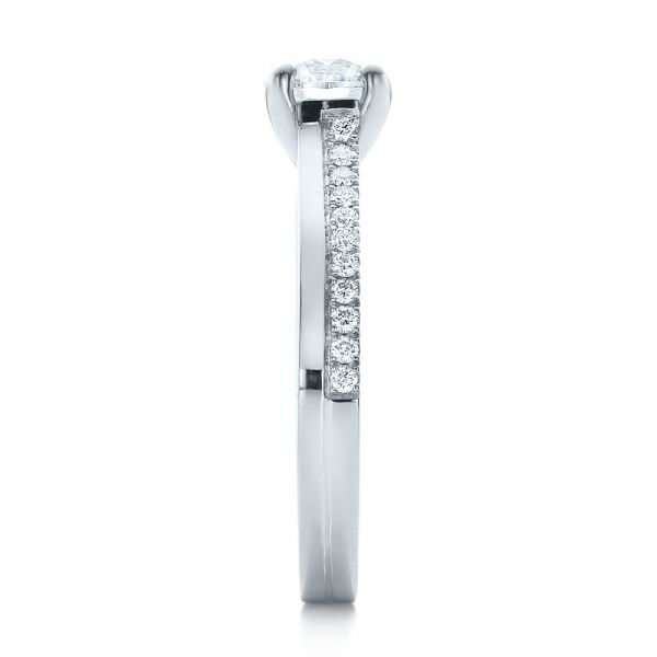  Platinum Custom Shared Prong Diamond Engagement Ring - Side View -  100280