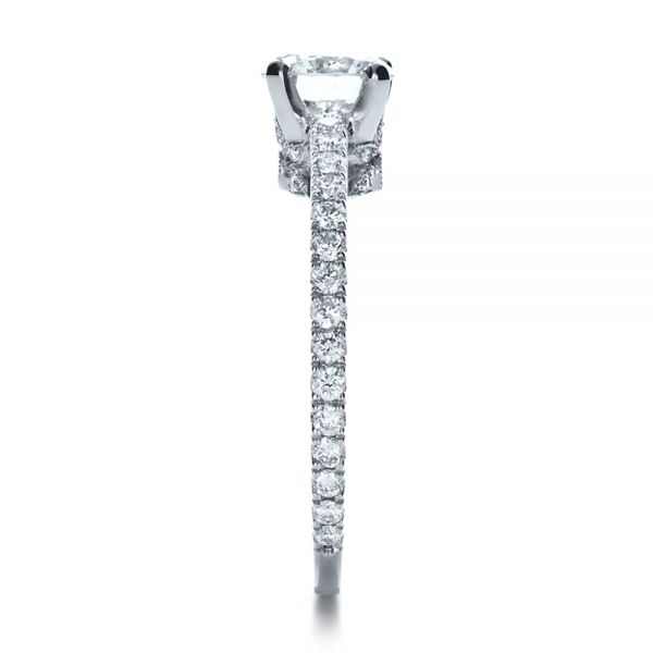 18k White Gold 18k White Gold Custom Shared Prong Diamond Engagement Ring - Side View -  1160