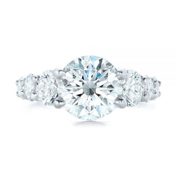  Platinum Custom Shared Prong Diamond Engagement Ring - Top View -  102184