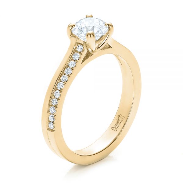 14k Yellow Gold 14k Yellow Gold Custom Shared Prong Diamond Engagement Ring - Three-Quarter View -  100280