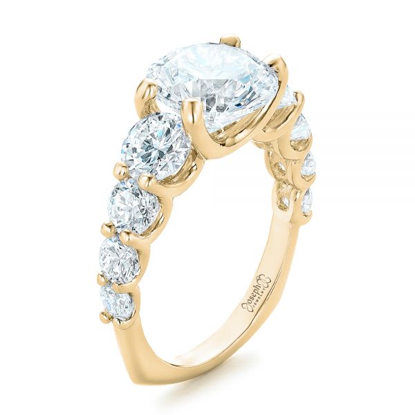 14k Yellow Gold 14k Yellow Gold Custom Shared Prong Diamond Engagement Ring - Three-Quarter View -  102184
