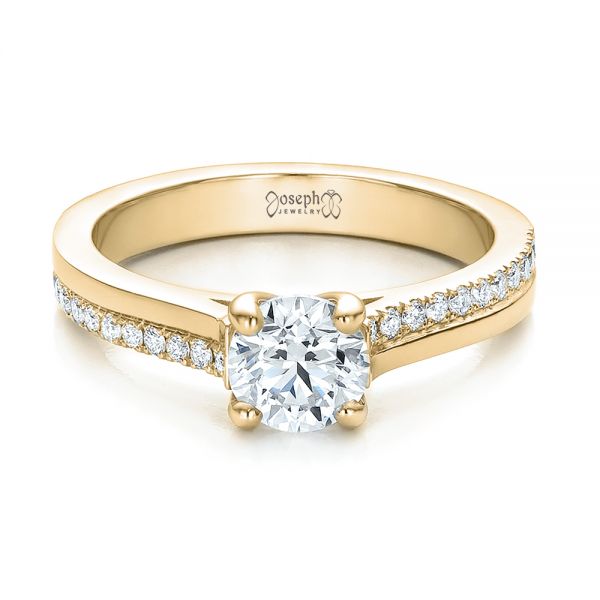 14k Yellow Gold 14k Yellow Gold Custom Shared Prong Diamond Engagement Ring - Flat View -  100280