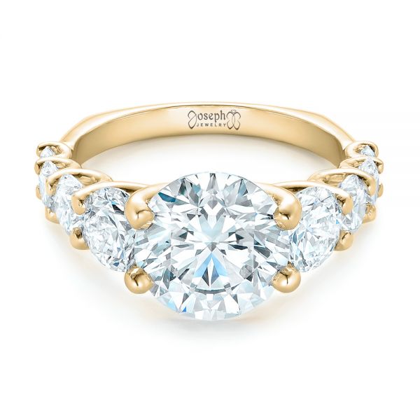 14k Yellow Gold 14k Yellow Gold Custom Shared Prong Diamond Engagement Ring - Flat View -  102184
