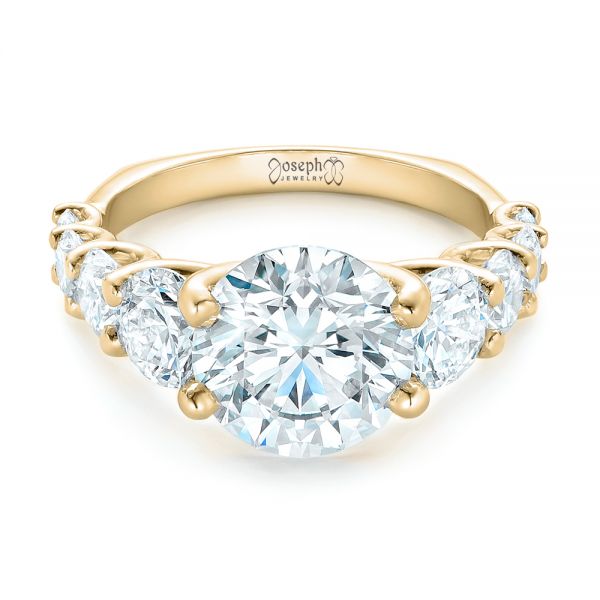14k Yellow Gold 14k Yellow Gold Custom Shared Prong Diamond Engagement Ring - Flat View - 102184