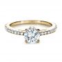 18k Yellow Gold 18k Yellow Gold Custom Shared Prong Diamond Engagement Ring - Flat View -  1160 - Thumbnail