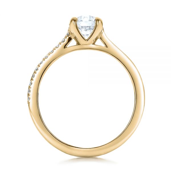 14k Yellow Gold 14k Yellow Gold Custom Shared Prong Diamond Engagement Ring - Front View -  100280