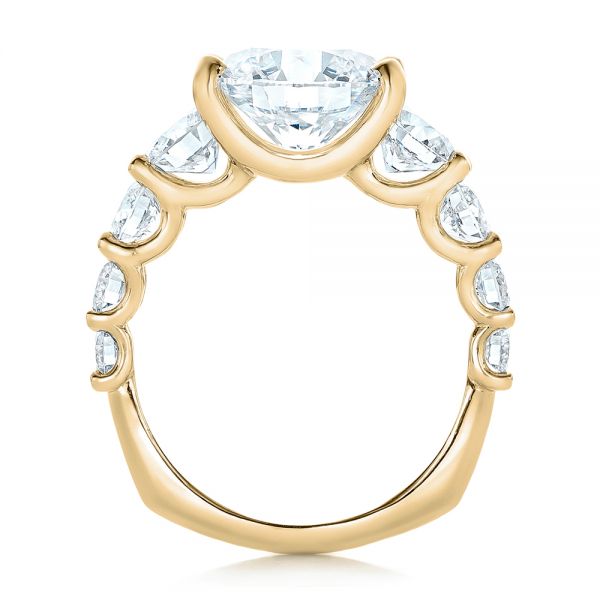 18k Yellow Gold 18k Yellow Gold Custom Shared Prong Diamond Engagement Ring - Front View -  102184