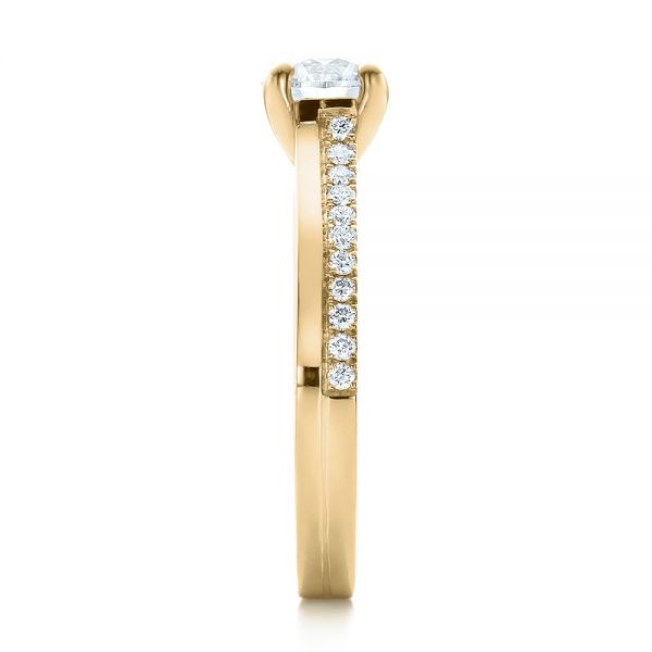 18k Yellow Gold 18k Yellow Gold Custom Shared Prong Diamond Engagement Ring - Side View -  100280