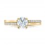 18k Yellow Gold 18k Yellow Gold Custom Shared Prong Diamond Engagement Ring - Top View -  100280 - Thumbnail