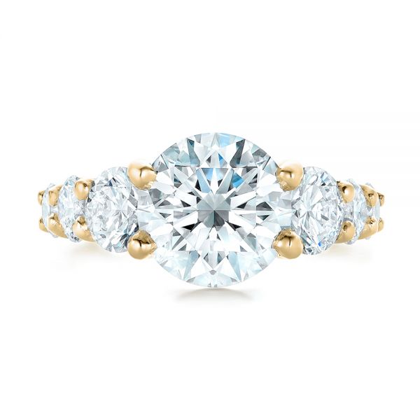 14k Yellow Gold 14k Yellow Gold Custom Shared Prong Diamond Engagement Ring - Top View -  102184