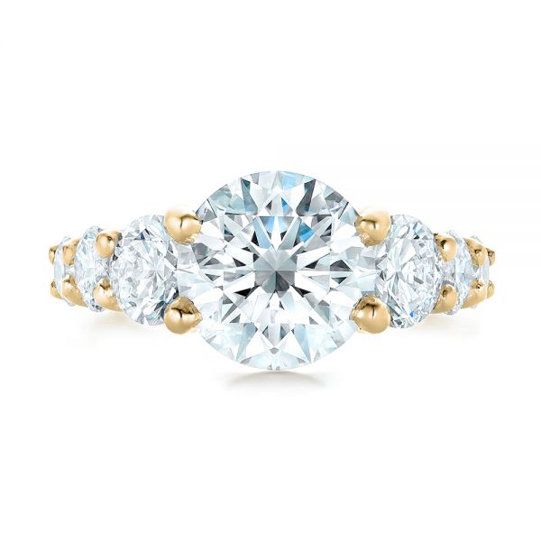 14k Yellow Gold 14k Yellow Gold Custom Shared Prong Diamond Engagement Ring - Top View - 102184