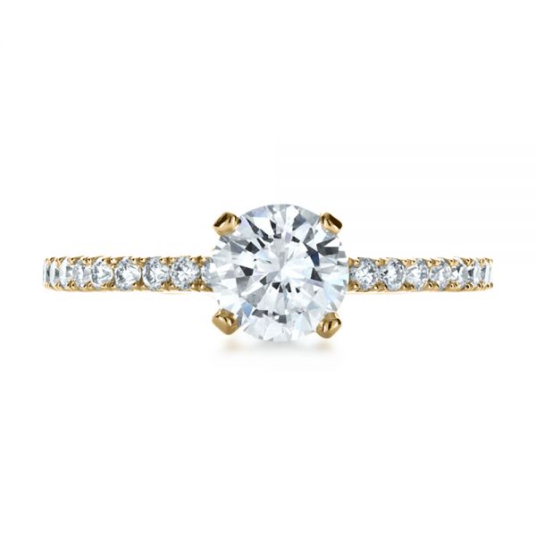 14k Yellow Gold 14k Yellow Gold Custom Shared Prong Diamond Engagement Ring - Top View -  1160