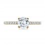 18k Yellow Gold 18k Yellow Gold Custom Shared Prong Diamond Engagement Ring - Top View -  1160 - Thumbnail
