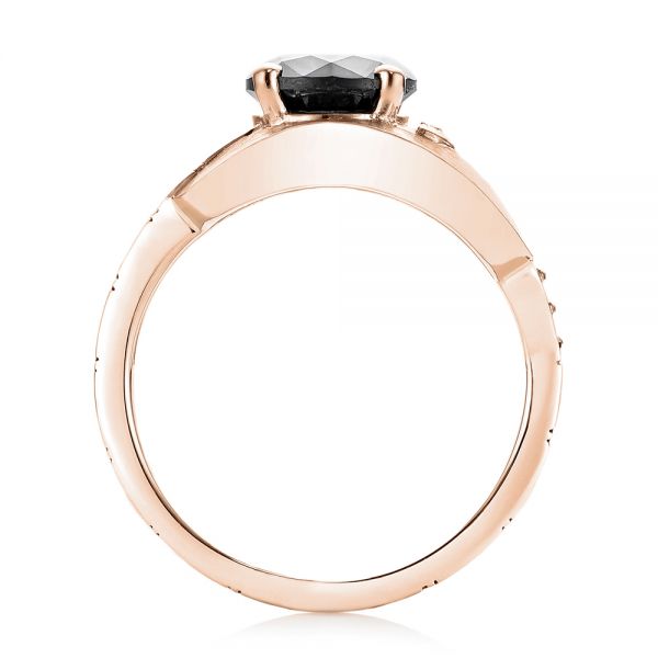18k Rose Gold 18k Rose Gold Custom Solitaire Black Diamond Engagement Ring - Front View -  103269
