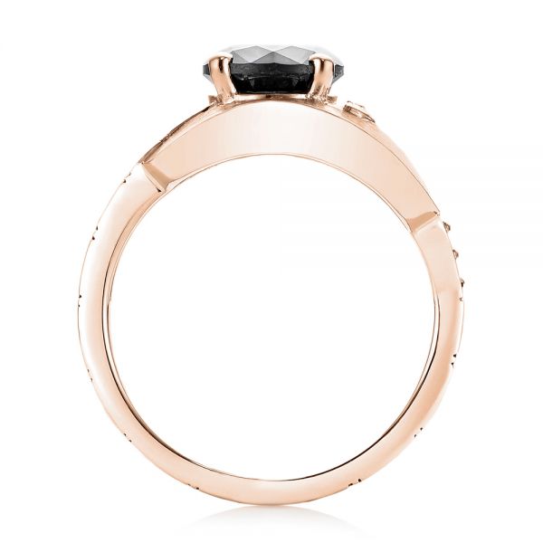 14k Rose Gold 14k Rose Gold Custom Solitaire Black Diamond Engagement Ring - Front View - 103269
