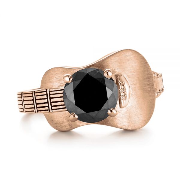 14k Rose Gold 14k Rose Gold Custom Solitaire Black Diamond Engagement Ring - Top View -  103269