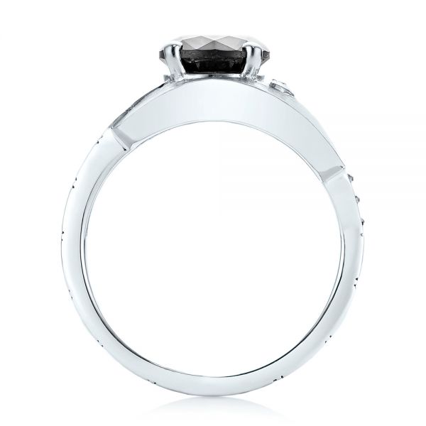 18k White Gold 18k White Gold Custom Solitaire Black Diamond Engagement Ring - Front View -  103269