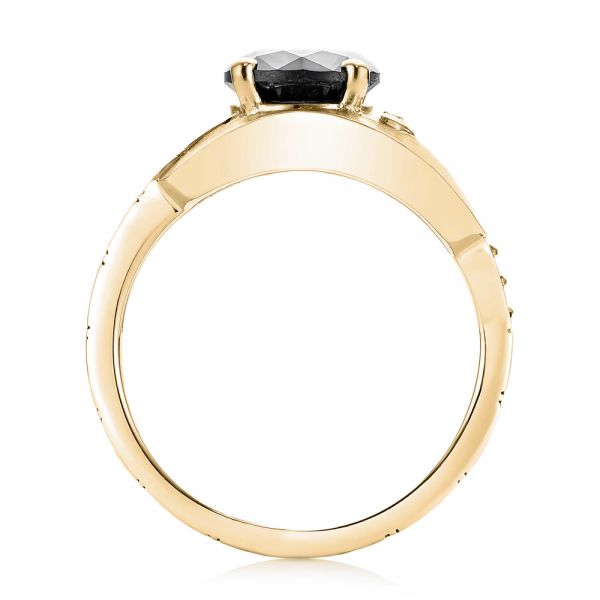 14k Yellow Gold 14k Yellow Gold Custom Solitaire Black Diamond Engagement Ring - Front View -  103269