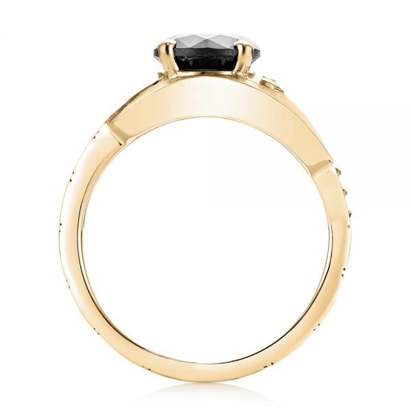 14k Yellow Gold 14k Yellow Gold Custom Solitaire Black Diamond Engagement Ring - Front View - 103269