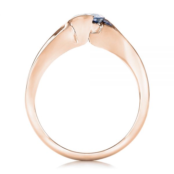 18k Rose Gold 18k Rose Gold Custom Solitaire Blue Diamond Engagement Ring - Front View -  102229
