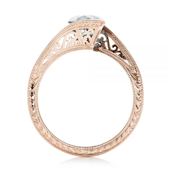 18k Rose Gold 18k Rose Gold Custom Solitaire Blue Diamond Engagement Ring - Front View -  102752