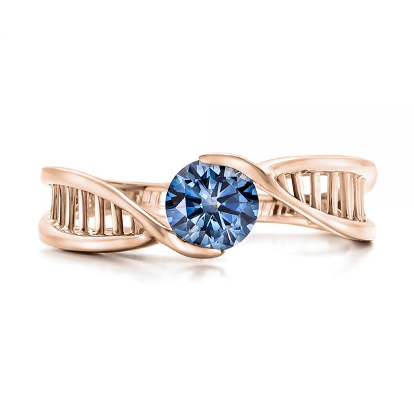 14k Rose Gold 14k Rose Gold Custom Solitaire Blue Diamond Engagement Ring - Top View -  102229