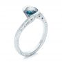 14k White Gold Custom Solitaire Blue Diamond Engagement Ring - Three-Quarter View -  102752 - Thumbnail