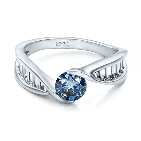  Platinum Platinum Custom Solitaire Blue Diamond Engagement Ring - Flat View -  102229