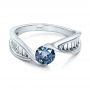 18k White Gold Custom Solitaire Blue Diamond Engagement Ring - Flat View -  102229 - Thumbnail