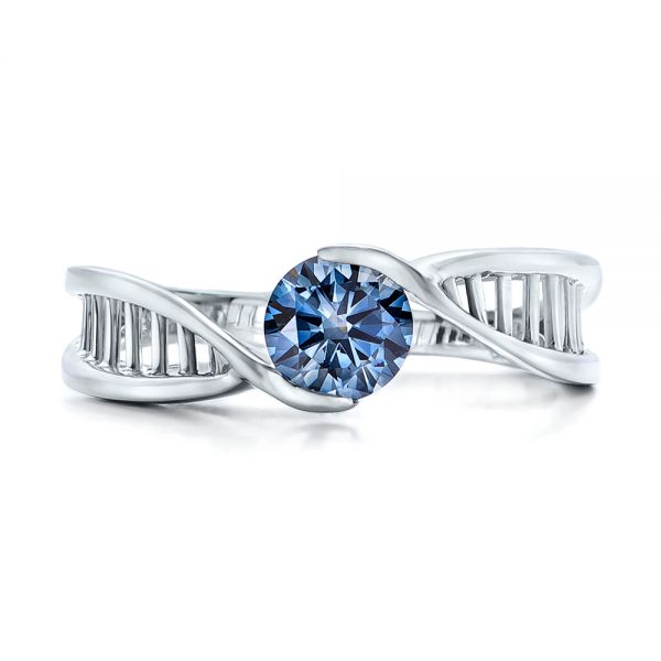  Platinum Platinum Custom Solitaire Blue Diamond Engagement Ring - Top View -  102229