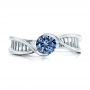 18k White Gold Custom Solitaire Blue Diamond Engagement Ring - Top View -  102229 - Thumbnail