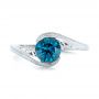 14k White Gold Custom Solitaire Blue Diamond Engagement Ring - Top View -  102752 - Thumbnail