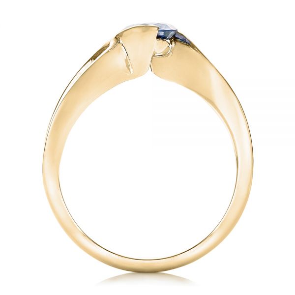 18k Yellow Gold 18k Yellow Gold Custom Solitaire Blue Diamond Engagement Ring - Front View -  102229