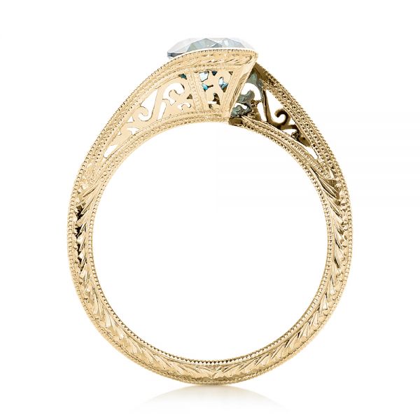 18k Yellow Gold 18k Yellow Gold Custom Solitaire Blue Diamond Engagement Ring - Front View - 102752