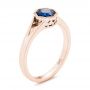 18k Rose Gold 18k Rose Gold Custom Solitaire Blue Sapphire Engagement Ring - Three-Quarter View -  103126 - Thumbnail