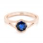 18k Rose Gold 18k Rose Gold Custom Solitaire Blue Sapphire Engagement Ring - Flat View -  103126 - Thumbnail