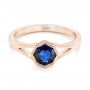 14k Rose Gold 14k Rose Gold Custom Solitaire Blue Sapphire Engagement Ring - Flat View -  103126 - Thumbnail