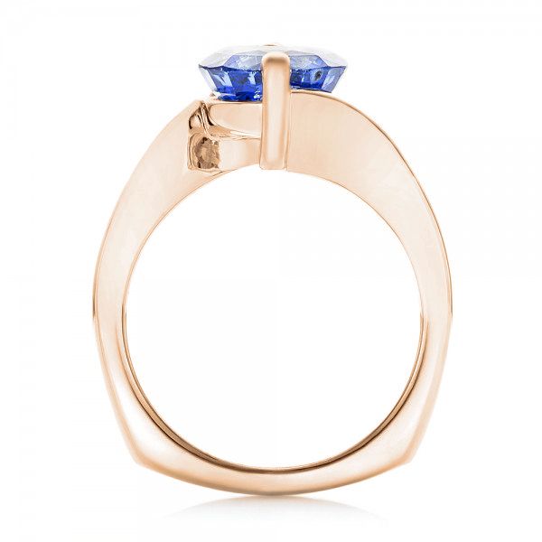 18k Rose Gold 18k Rose Gold Custom Solitaire Blue Sapphire Engagement Ring - Front View -  102973