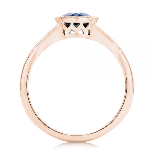 14k Rose Gold 14k Rose Gold Custom Solitaire Blue Sapphire Engagement Ring - Front View -  103126