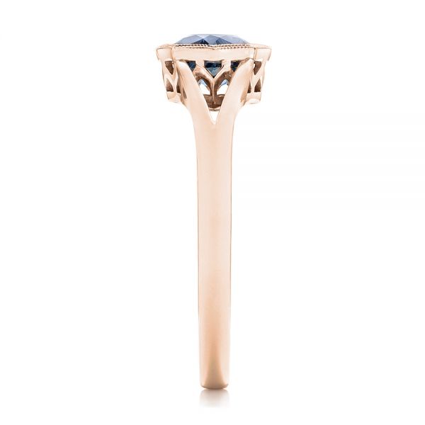 14k Rose Gold 14k Rose Gold Custom Solitaire Blue Sapphire Engagement Ring - Side View -  103126