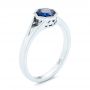 18k White Gold 18k White Gold Custom Solitaire Blue Sapphire Engagement Ring - Three-Quarter View -  103126 - Thumbnail