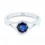  Platinum Platinum Custom Solitaire Blue Sapphire Engagement Ring - Flat View -  103126 - Thumbnail