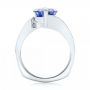 14k White Gold Custom Solitaire Blue Sapphire Engagement Ring - Front View -  102973 - Thumbnail