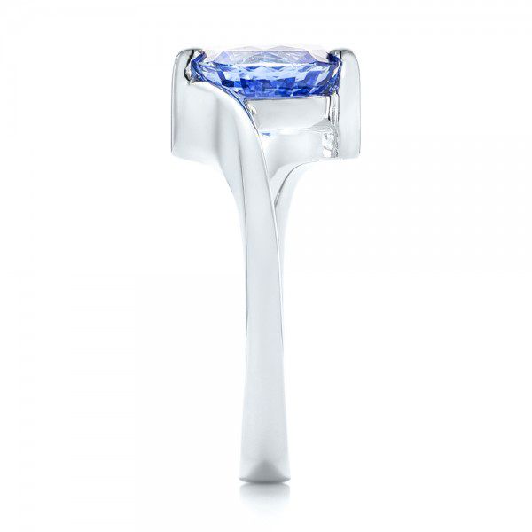  Platinum Platinum Custom Solitaire Blue Sapphire Engagement Ring - Side View -  102973