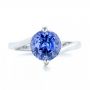 18k White Gold 18k White Gold Custom Solitaire Blue Sapphire Engagement Ring - Top View -  102973 - Thumbnail