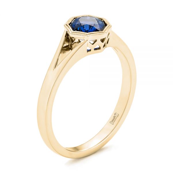 Custom Solitaire Blue Sapphire Engagement Ring - Image