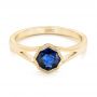 14k Yellow Gold 14k Yellow Gold Custom Solitaire Blue Sapphire Engagement Ring - Flat View -  103126 - Thumbnail