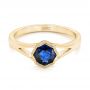 14k Yellow Gold 14k Yellow Gold Custom Solitaire Blue Sapphire Engagement Ring - Flat View -  103126 - Thumbnail