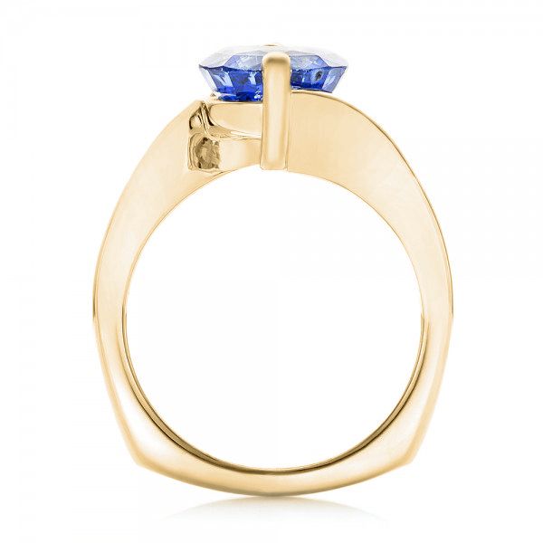 14k Yellow Gold 14k Yellow Gold Custom Solitaire Blue Sapphire Engagement Ring - Front View -  102973